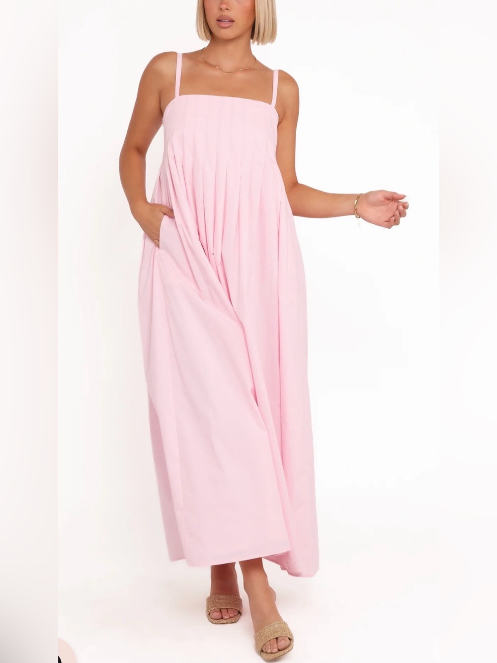 Petal & Pup Pink Pleated Spaghetti Strap Dress